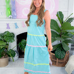 Laurel Turquoise Ric-Rac Maxi Dress