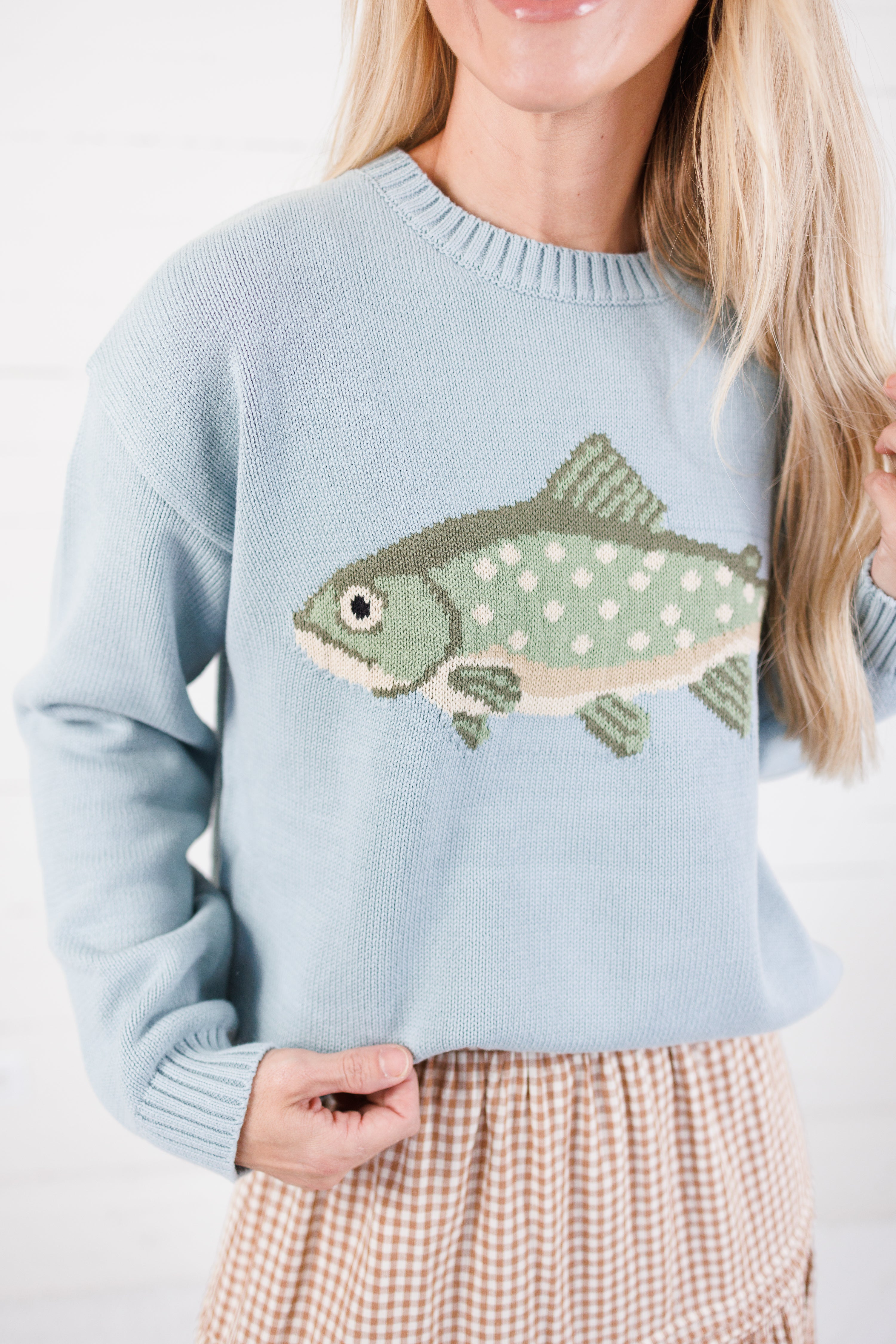 Laurel Dusty Blue Fish Sweater Wishlist
