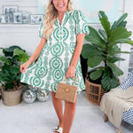 Laverne Green + White Eyelet Mini Dress