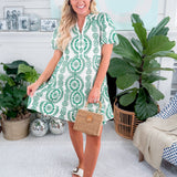 Laverne Green + White Eyelet Mini Dress