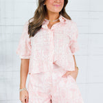 Lawson Pink Eyelet Button Shorts