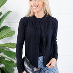 Leah Black Ultra Soft Crewneck Cardigan Be Cool