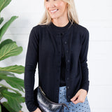 Leah Black Ultra Soft Crewneck Cardigan Be Cool