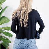 Leah Black Ultra Soft Crewneck Cardigan Be Cool