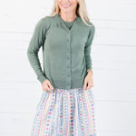 Leah Spruce Ultra Soft Crewneck Cardigan Be Cool