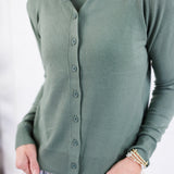 Leah Spruce Ultra Soft Crewneck Cardigan Be Cool
