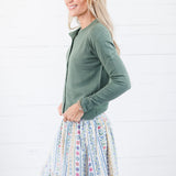Leah Spruce Ultra Soft Crewneck Cardigan Be Cool