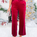 Leigh Deep Cherry Velvet Pants