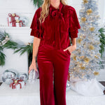 Leigh Deep Cherry Velvet Pants