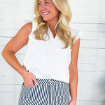 Leigh White Flutter Sleeve Top Mary Square