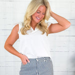 Leigh White Flutter Sleeve Top Mary Square