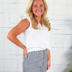 Leigh White Flutter Sleeve Top Mary Square