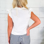Leigh White Flutter Sleeve Top Mary Square