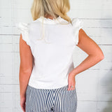 Leigh White Flutter Sleeve Top Mary Square