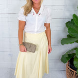 Lemon Godet Pleated Midi Skirt Le Lis 
