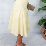 Lemon Godet Pleated Midi Skirt Le Lis 