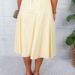 Lemon Godet Pleated Midi Skirt Le Lis 
