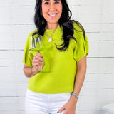 Lenora Lime Puff Sleeve Sweater GLAM