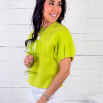 Lenora Lime Puff Sleeve Sweater GLAM