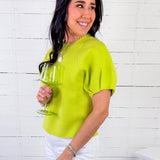 Lenora Lime Puff Sleeve Sweater GLAM