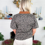 Leonard Knit Leopard + Suede Trim Top THML 