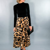 Leopard Print Pleated Maxi Skirt