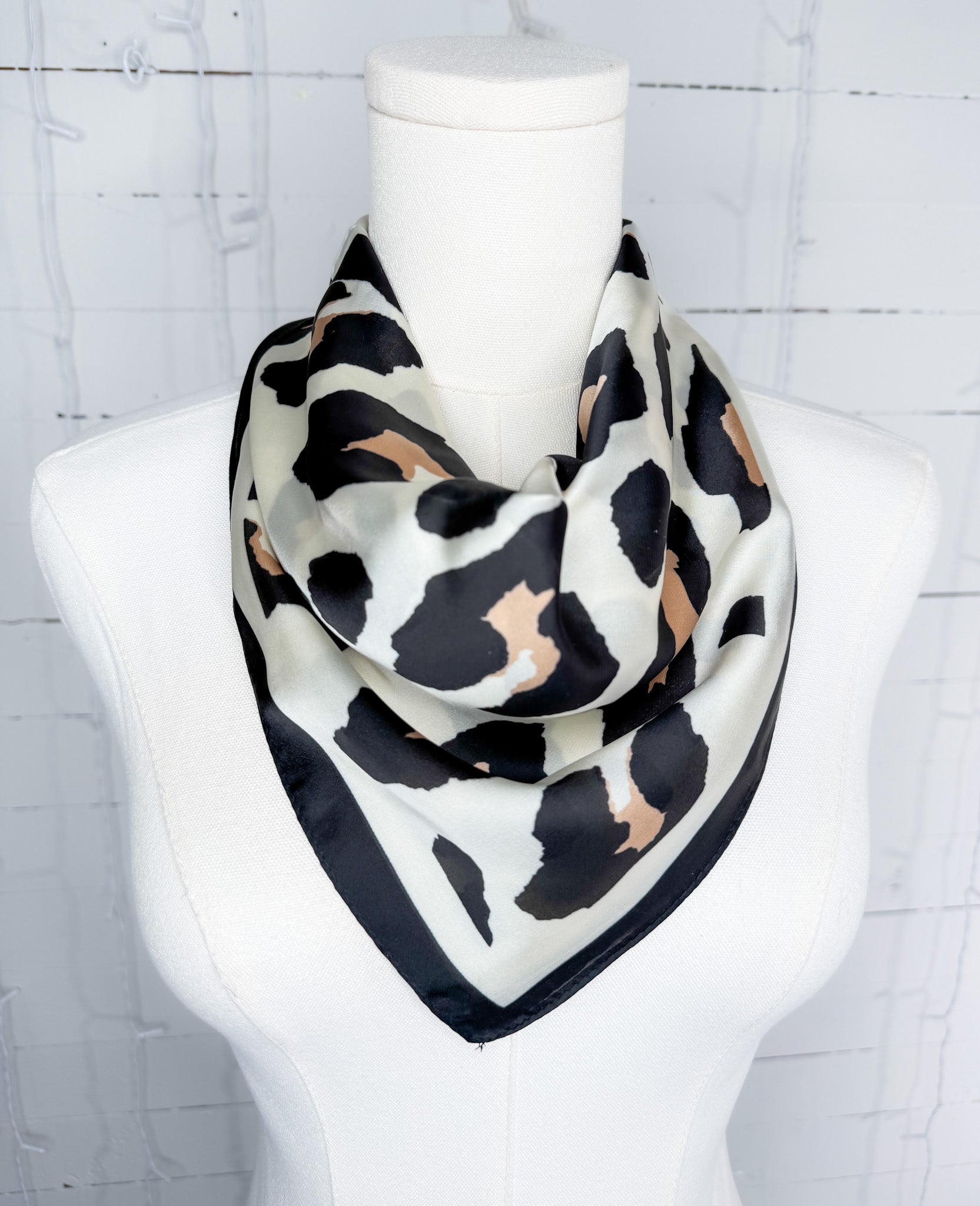 Leopard Beige Silky Neck Scarf