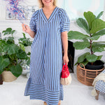 Lesley Blues Striped Maxi Dress Entro
