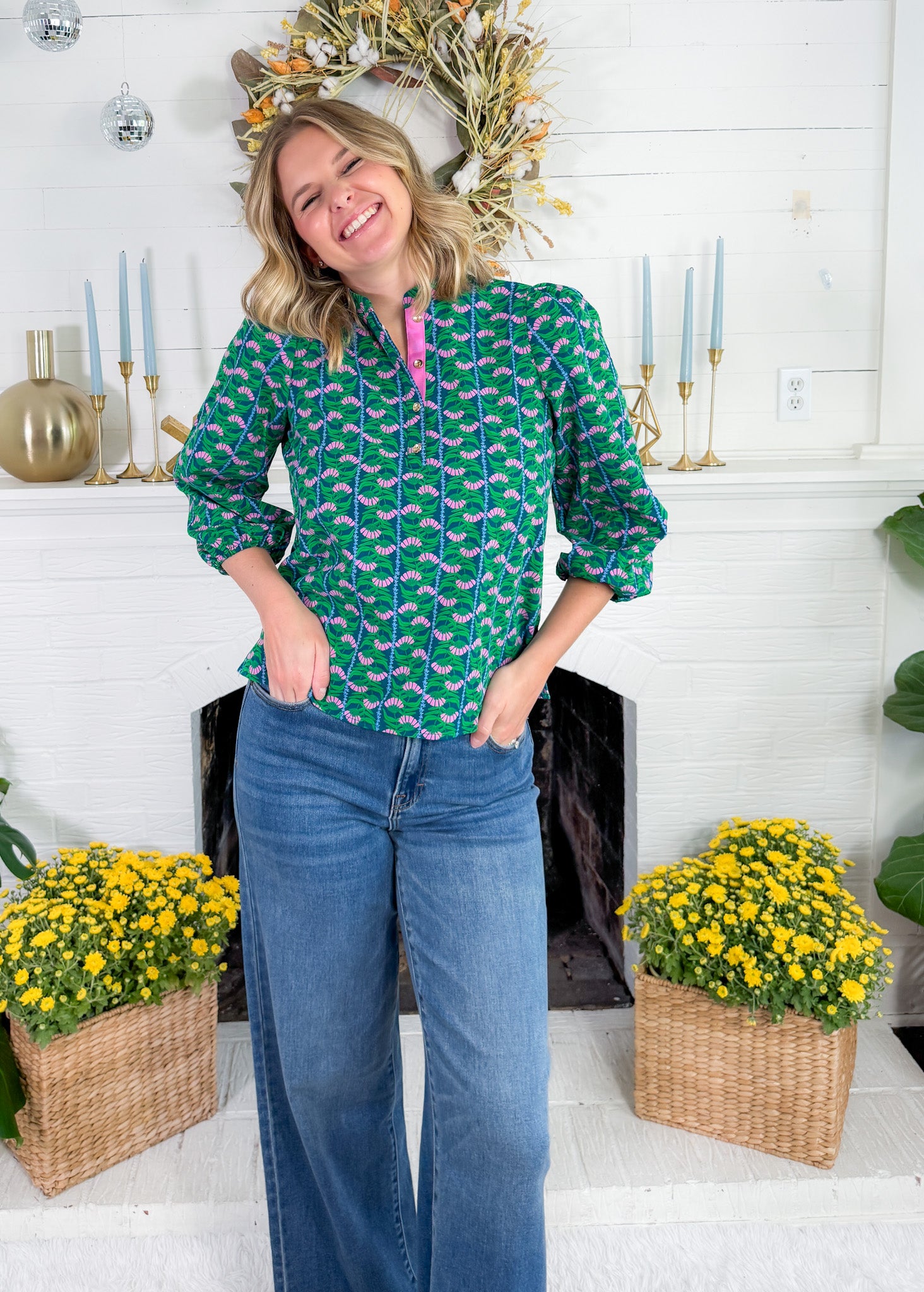 Lia Green Honey Vines Top Mary Square