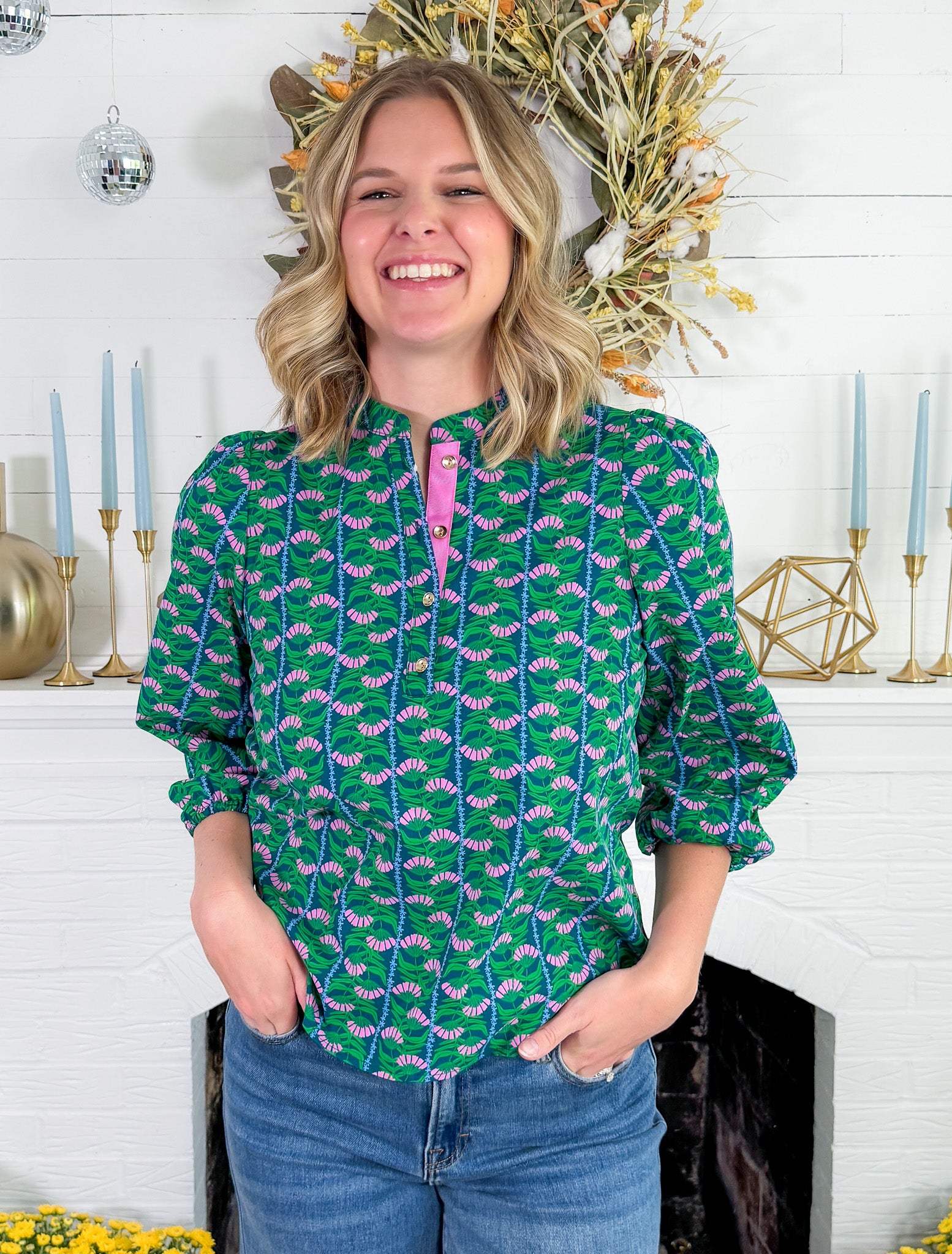 Lia Green Honey Vines Top Mary Square
