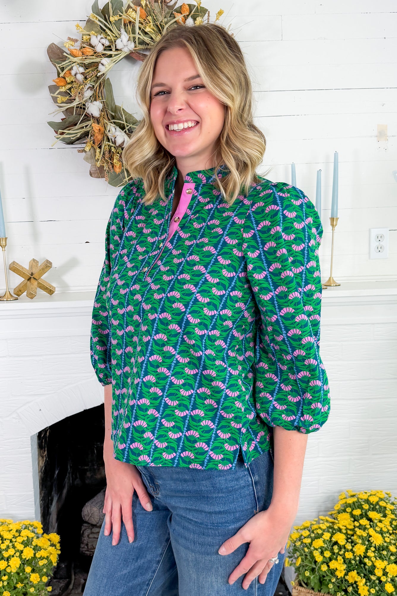 Lia Green Honey Vines Top Mary Square