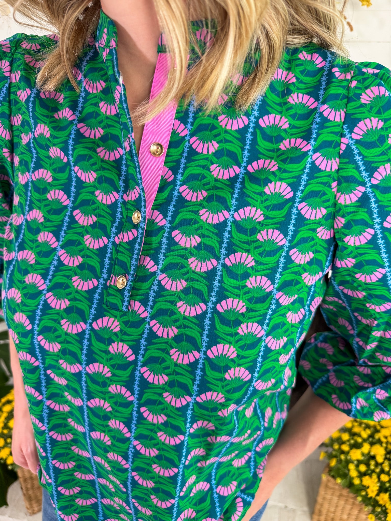 Lia Green Honey Vines Top Mary Square