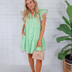 Libby Lime Scallop Hem Mini Dress Entro