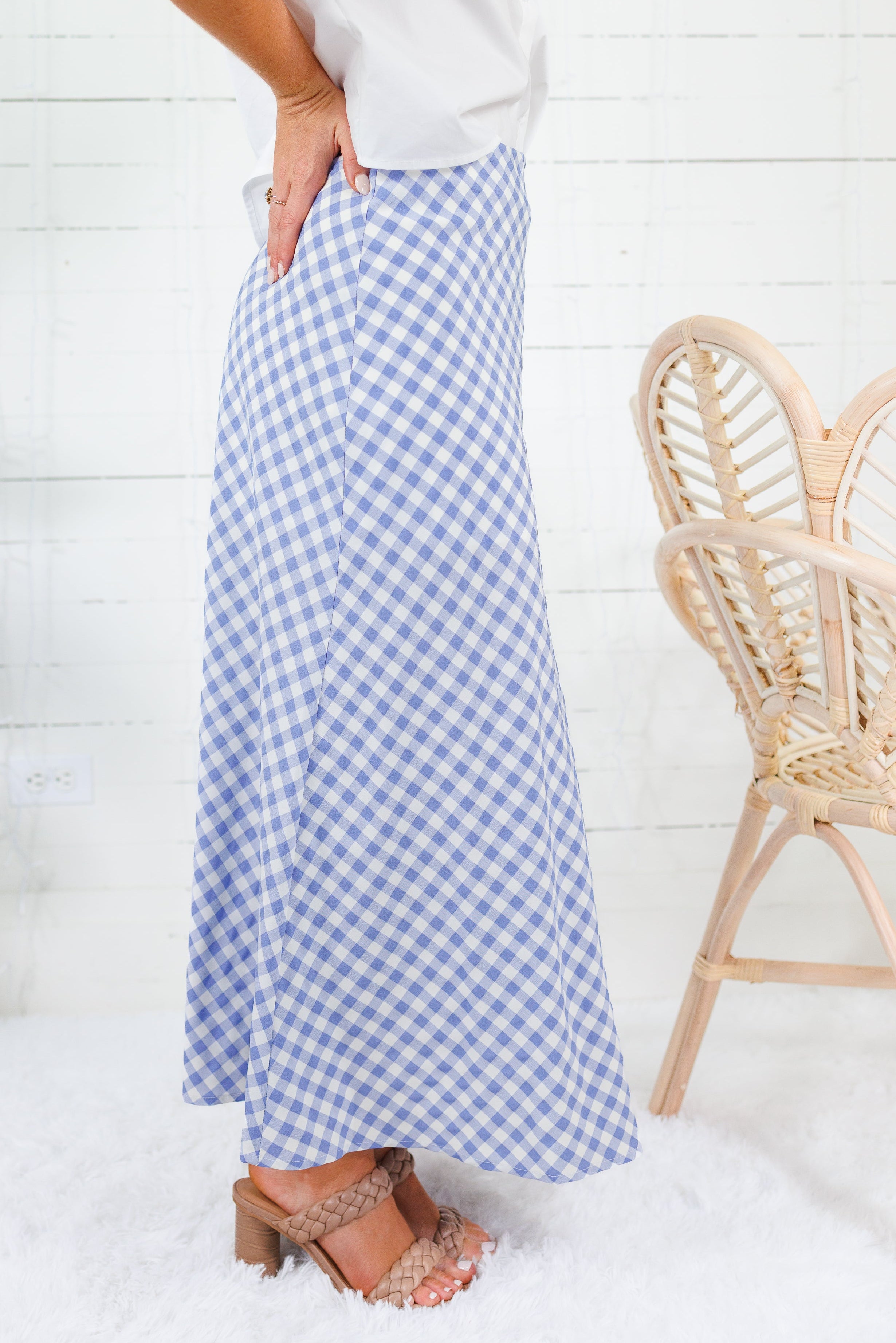 Libby Periwinkle Blue Gingham Maxi Skirt Things Between