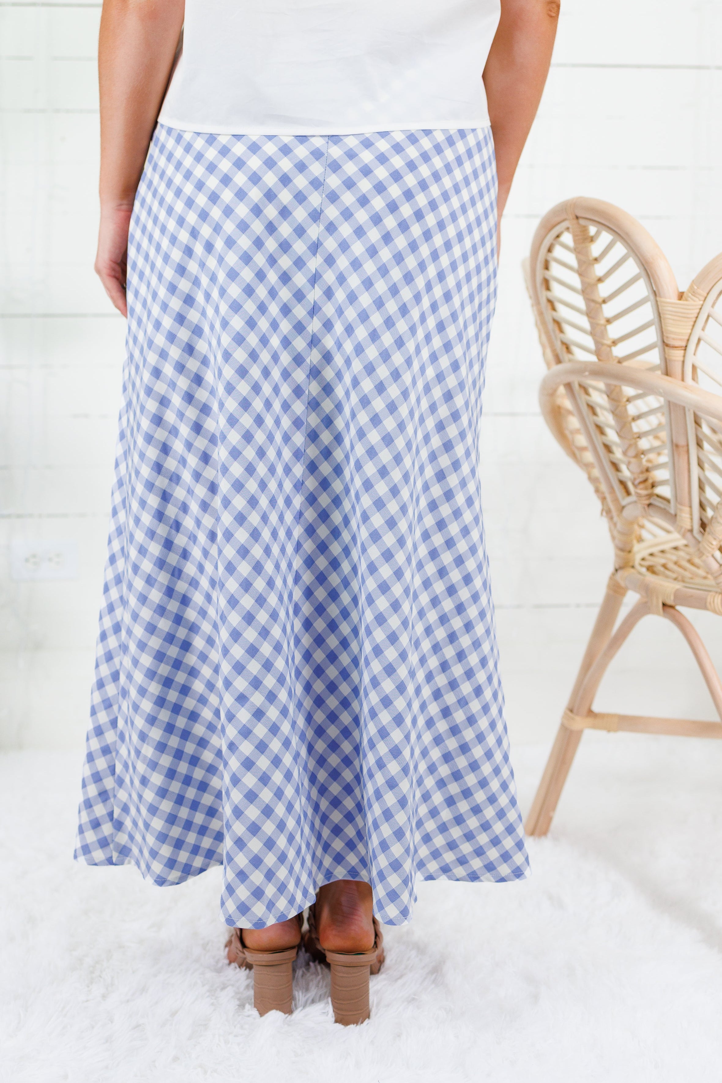 Libby Periwinkle Blue Gingham Maxi Skirt Things Between