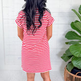 Liberty Red Striped Mini Dress Staccato