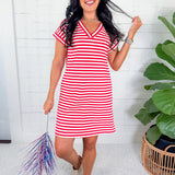 Liberty Red Striped Mini Dress Staccato