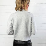 Lilia Heather Grey Button Placket Sweater KUT