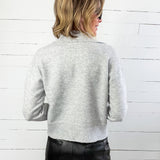 Lilia Heather Grey Button Placket Sweater KUT