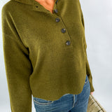 Lilia Olive Button Placket Sweater KUT