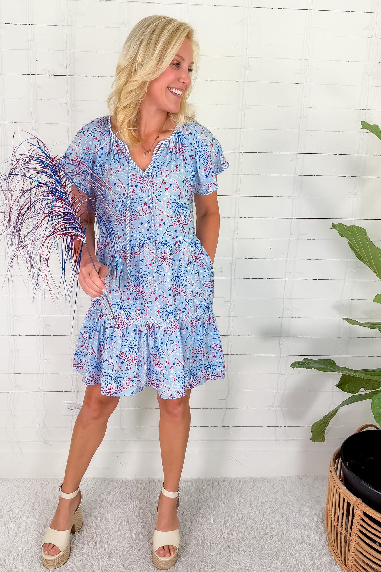 Lillian Star Spangled Blue Mini Dress Mary Square