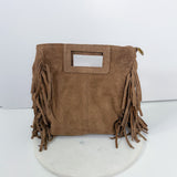 Lilly Taupe Suede Fringe Bag