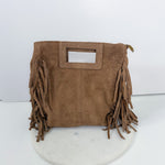Lilly Taupe Suede Fringe Bag