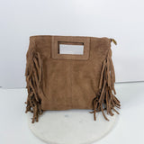 Lilly Taupe Suede Fringe Bag