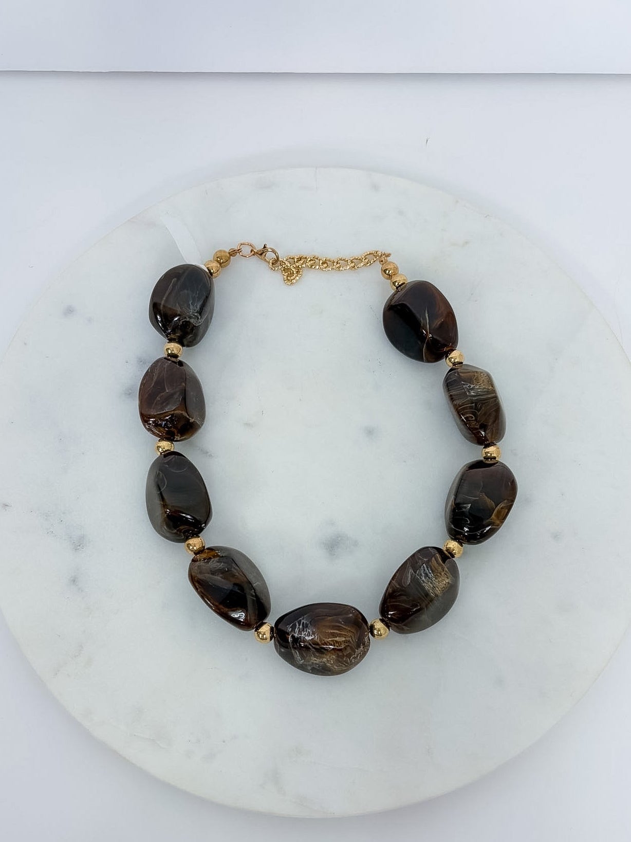 Lincoln Large Pebbled Ball Necklace Golden Stella 