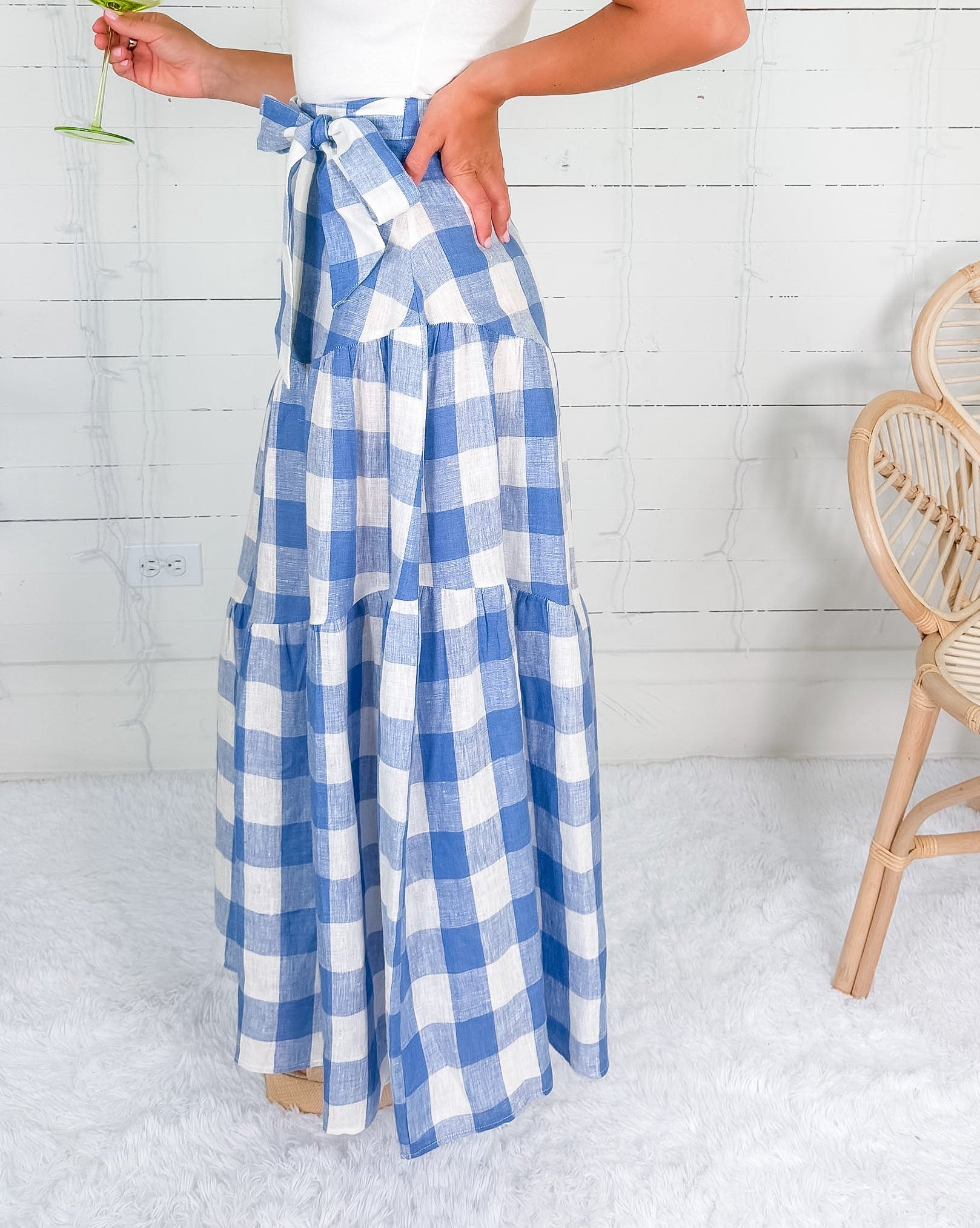 Linzie Blue Buffalo Tie Maxi Skirt