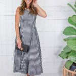 Lisa Black Gingham Sleeveless Maxi Dress
