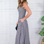 Lisa Black Gingham Sleeveless Maxi Dress