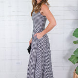 Lisa Black Gingham Sleeveless Maxi Dress
