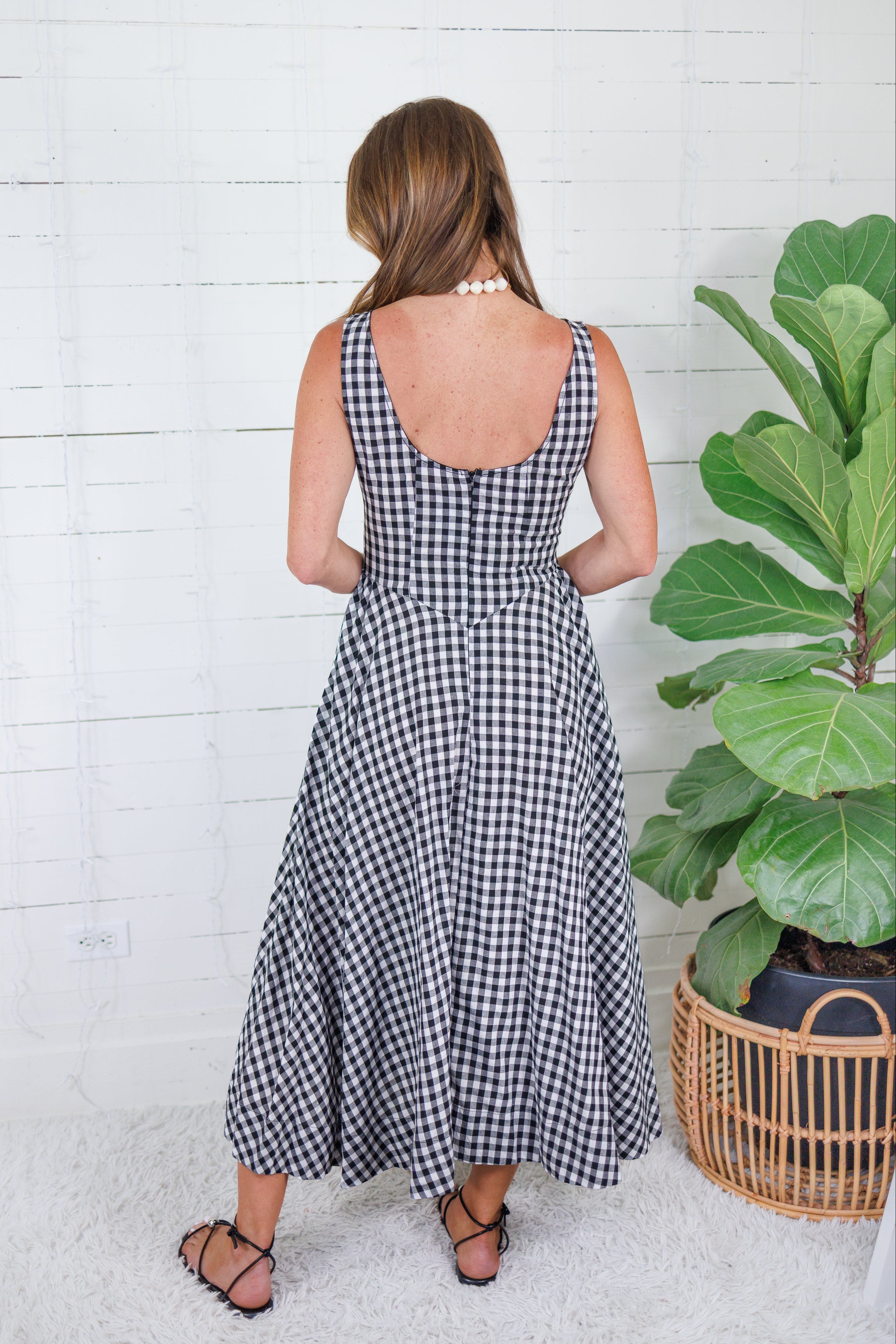 Lisa Black Gingham Sleeveless Maxi Dress